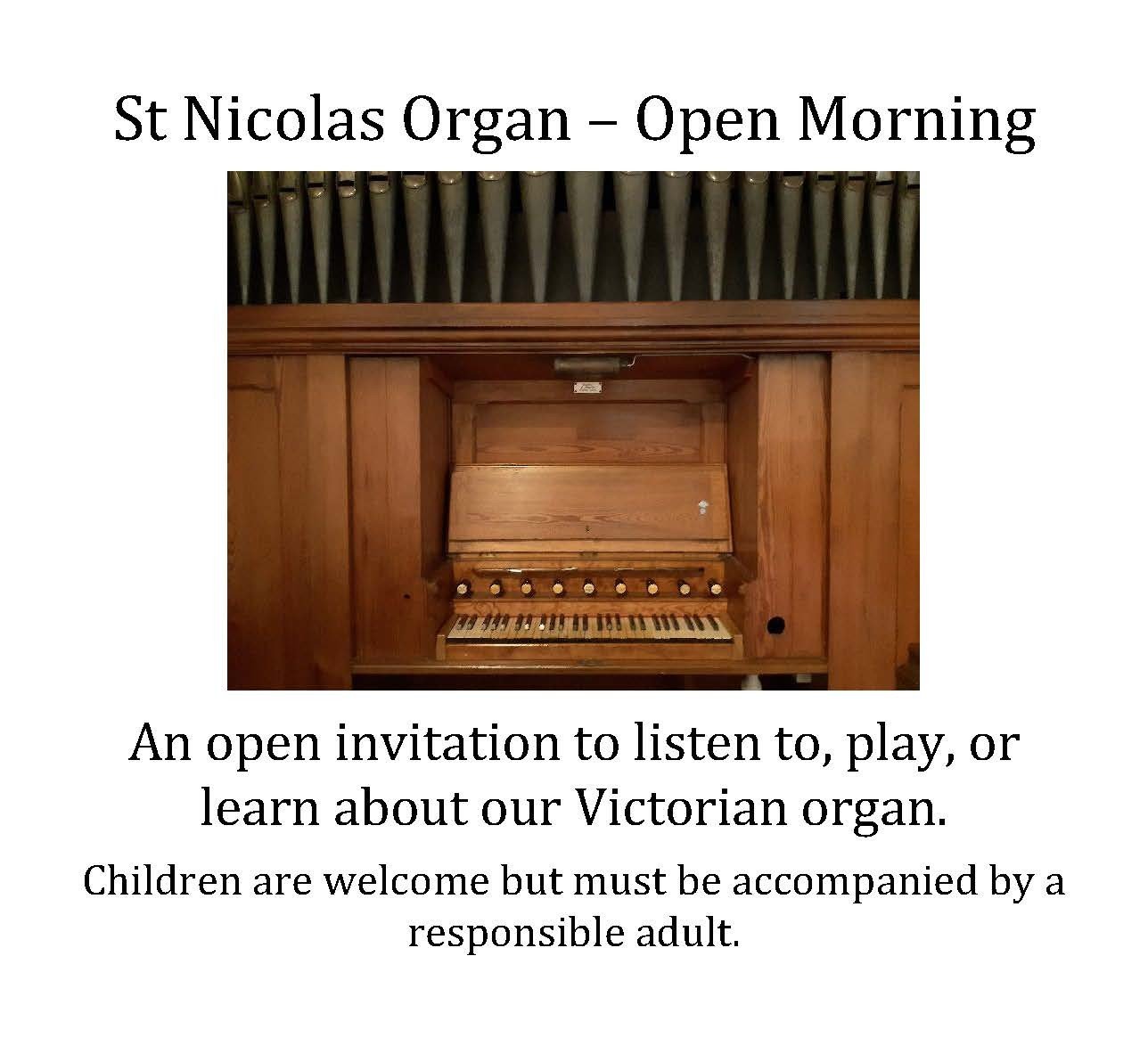 Open Organ Morning at St Nicolas, 10.30am-12pm