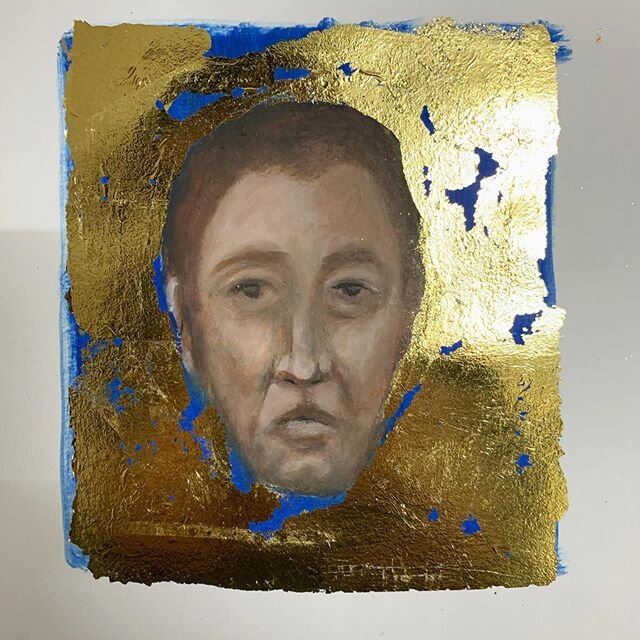 Golden Mess #painting #oilpainting #onpaper #goldleaf #faces #sketch #artlovers #artistsoninstagram #studiotime #saturday
