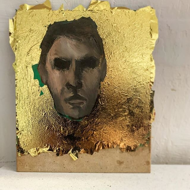 Subject/Object value study #gold #oilonpanel #anonymous #portrait #known #value #gilding #thecage #tiny #image #artlovers #artistsoninstagram #study #studio