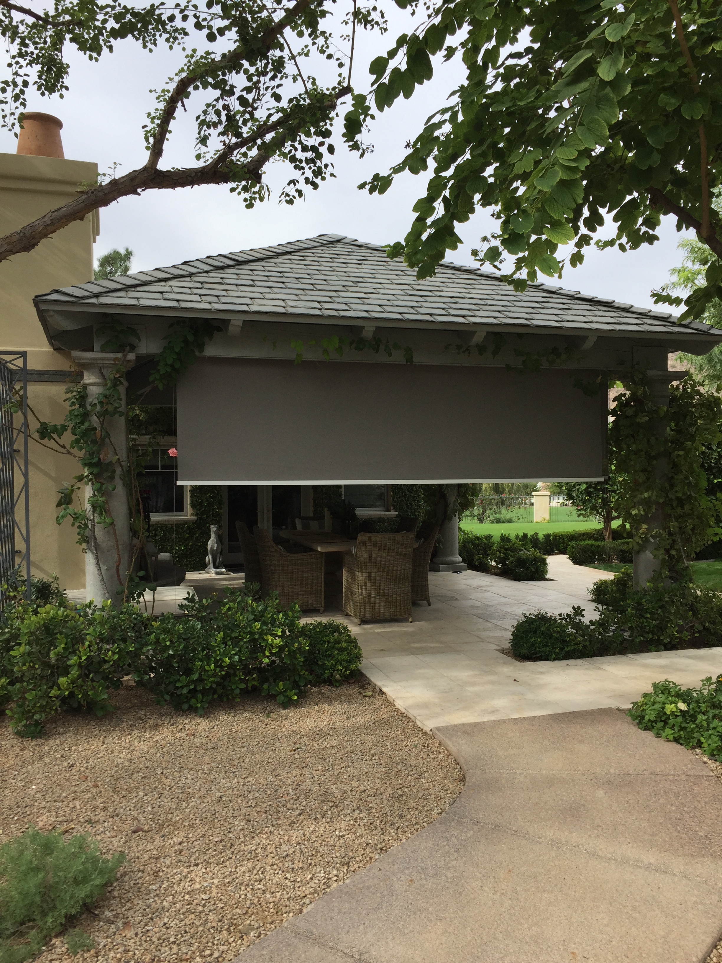 Automatic exterior roll up sun shades in Phoenix, Scottsdale, Gilbert and Tempe