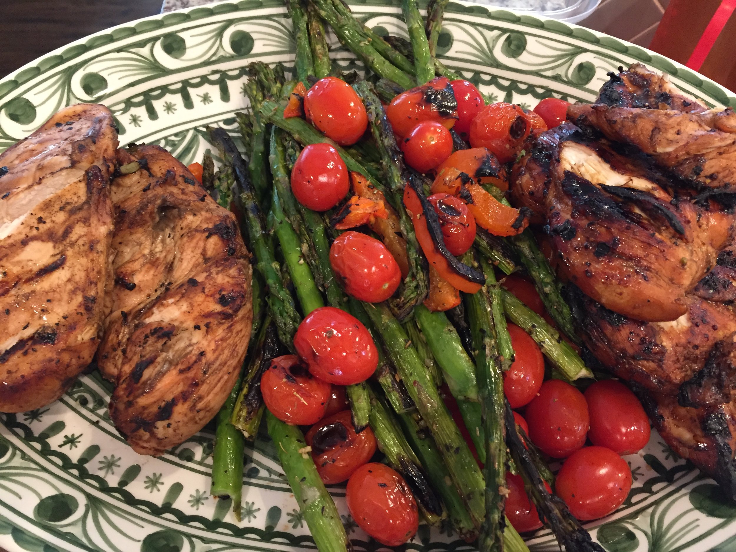 Balsamic Grilled Chicken, Asparagus and Tomatoes