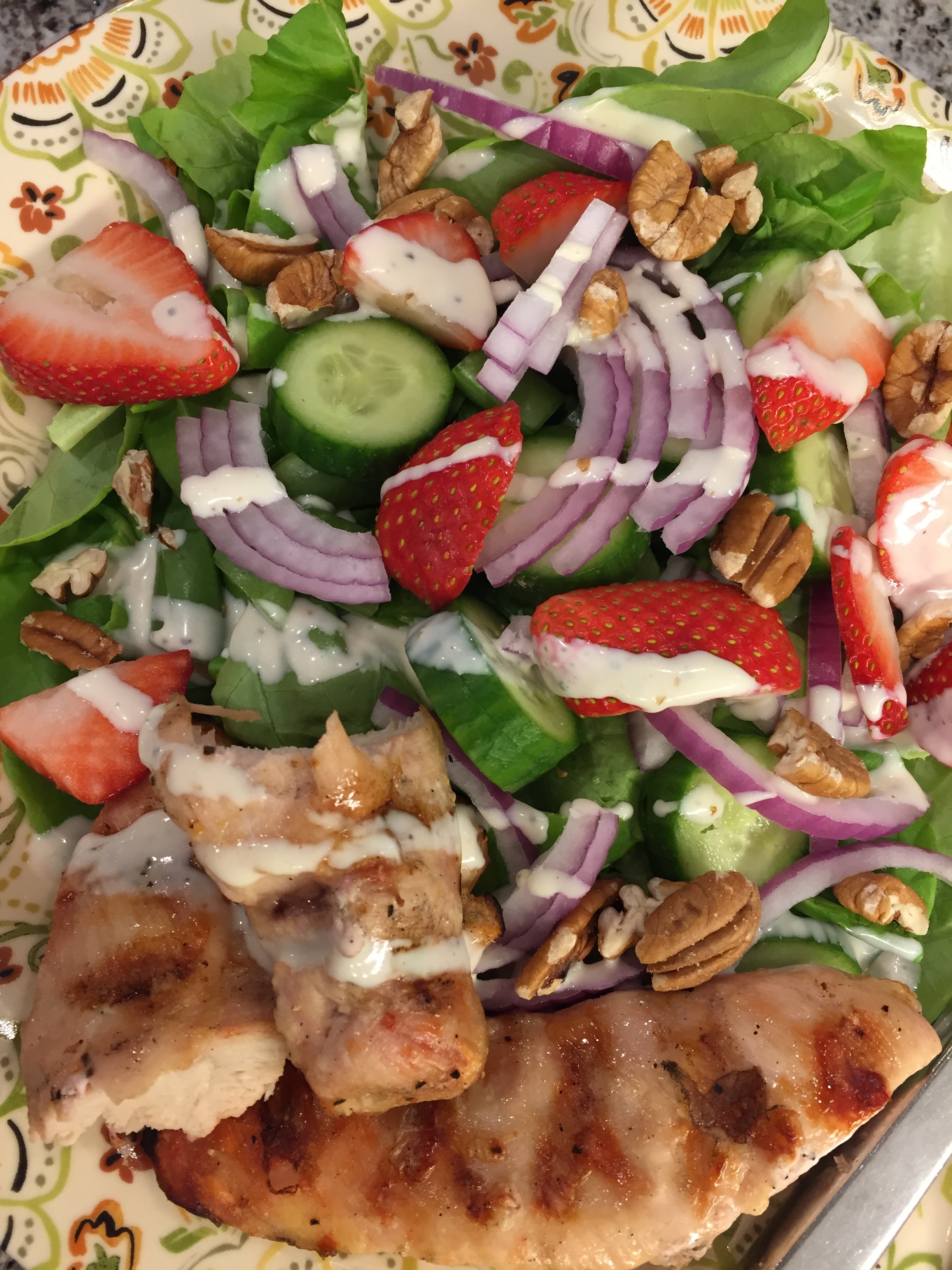 Strawberry Chicken Salad with Fresh Goat Cheese Dressing