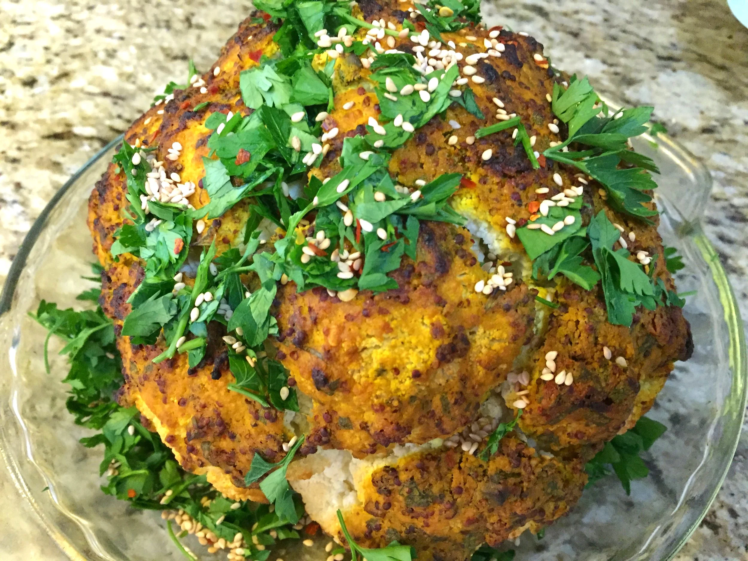 Whole Roasted Lemon-Dijon Cauliflower