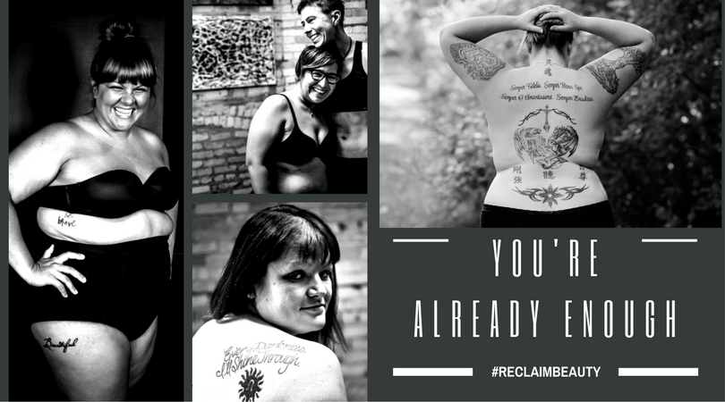 A photo display of some #ReclaimBeauty project “warriors.”