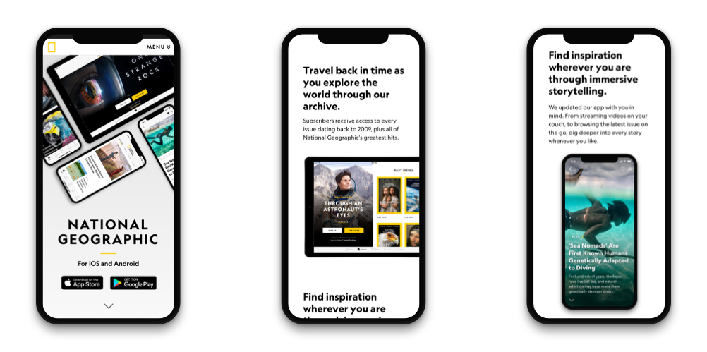 National Geographic App Marketing Page Workhard Design