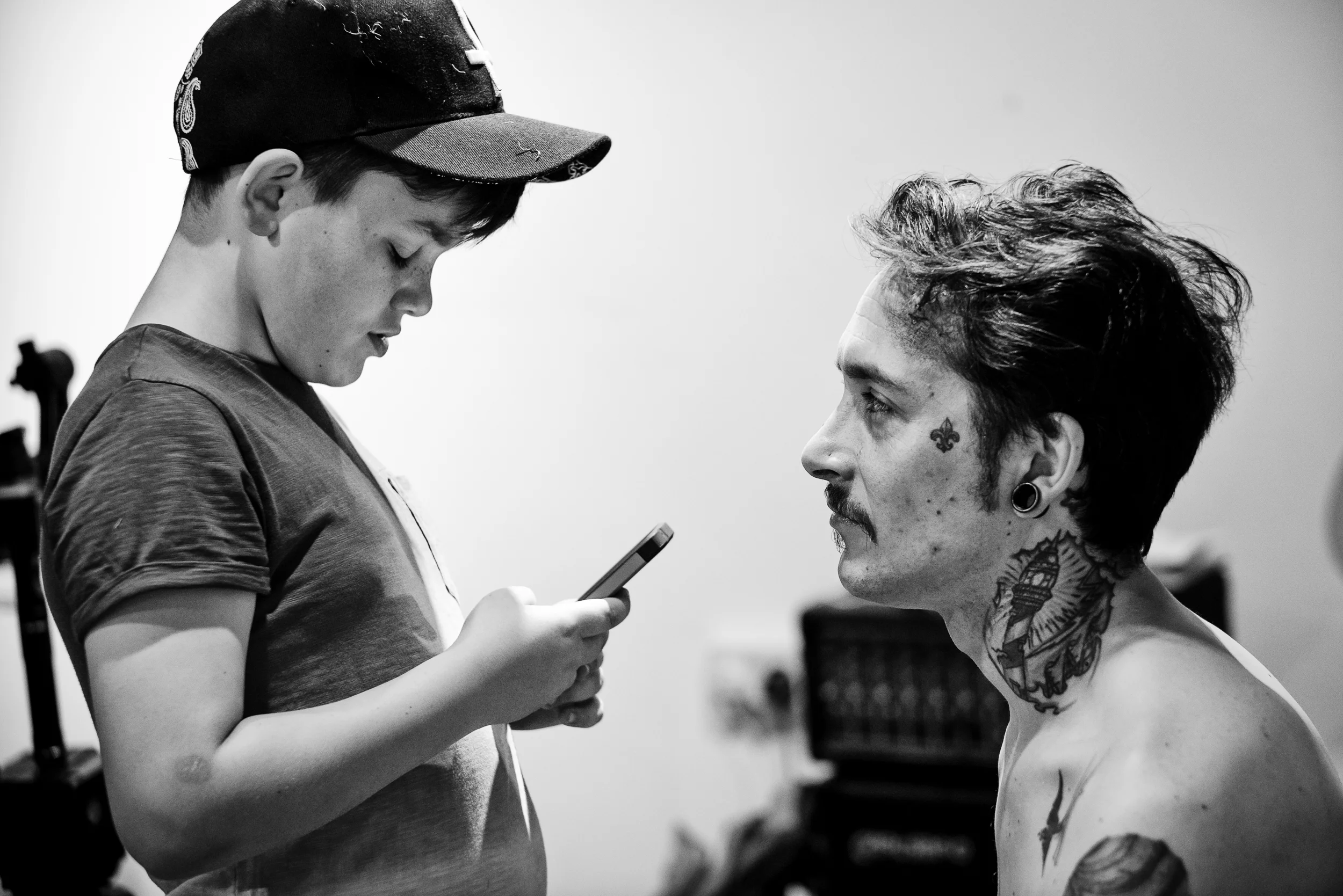 Tony and his son Jenson on set