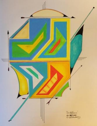 Los Palabreros 2014 · pen & ink, color pencil on paper · 14"x10.5