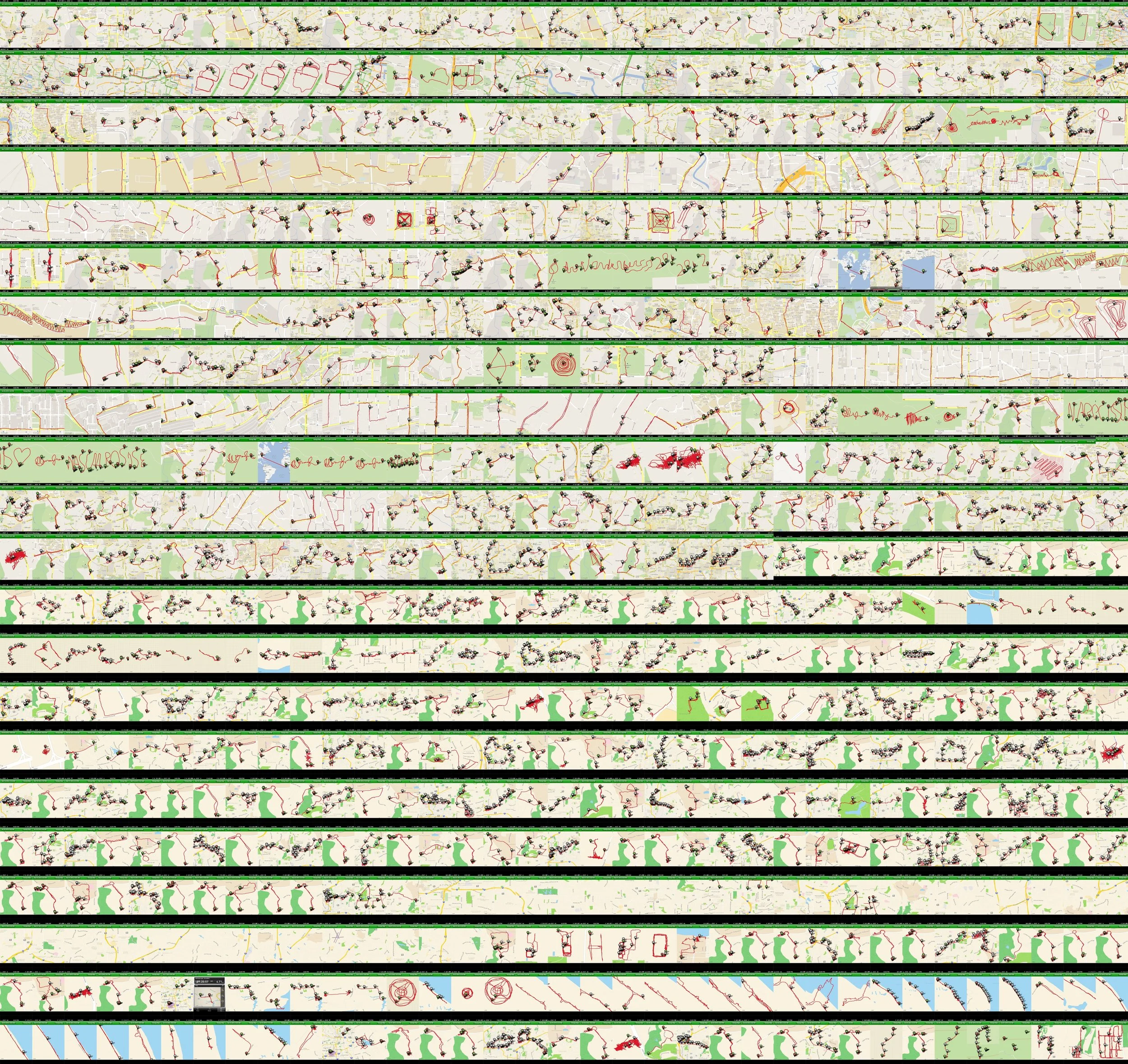 Official 2012-2013 Year-Of-Walking Map Showing All Journeys of Our Hero Art 2017· digital photo montage based on Year of Walking project 2012-2013 · 33"x35" (intended print size)