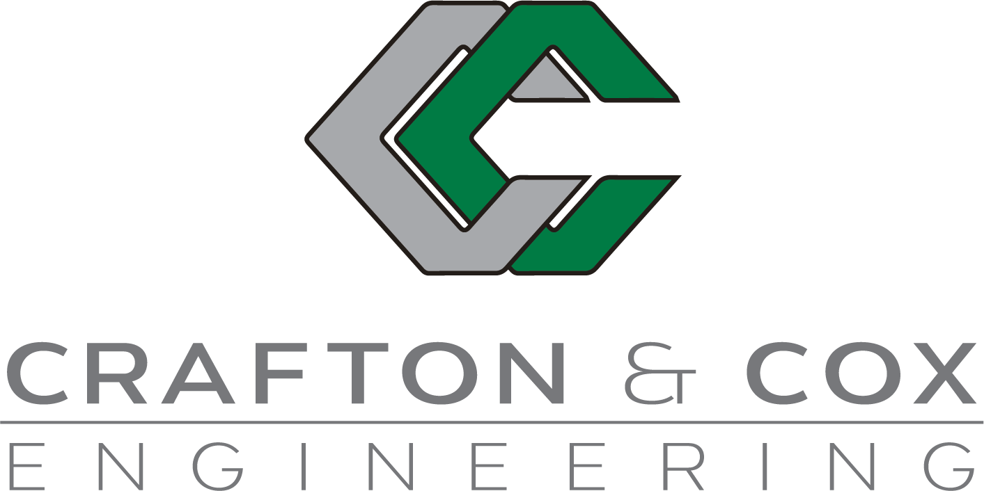 Logo of Crafon & Cox Engineering, featuring a hexagonal geometric design in green and gray colors.