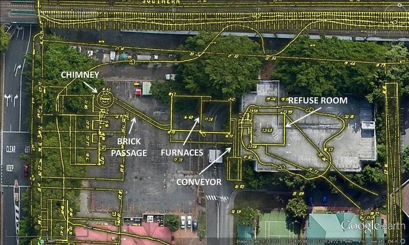 The Milton Incinerator was depicted on the City Council’s Detail Plan from 1927, shown here over the modern CDOP site.