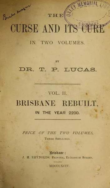 The cover of The Curse and Its Cure by Dr TP Lucas, John Oxley Library.