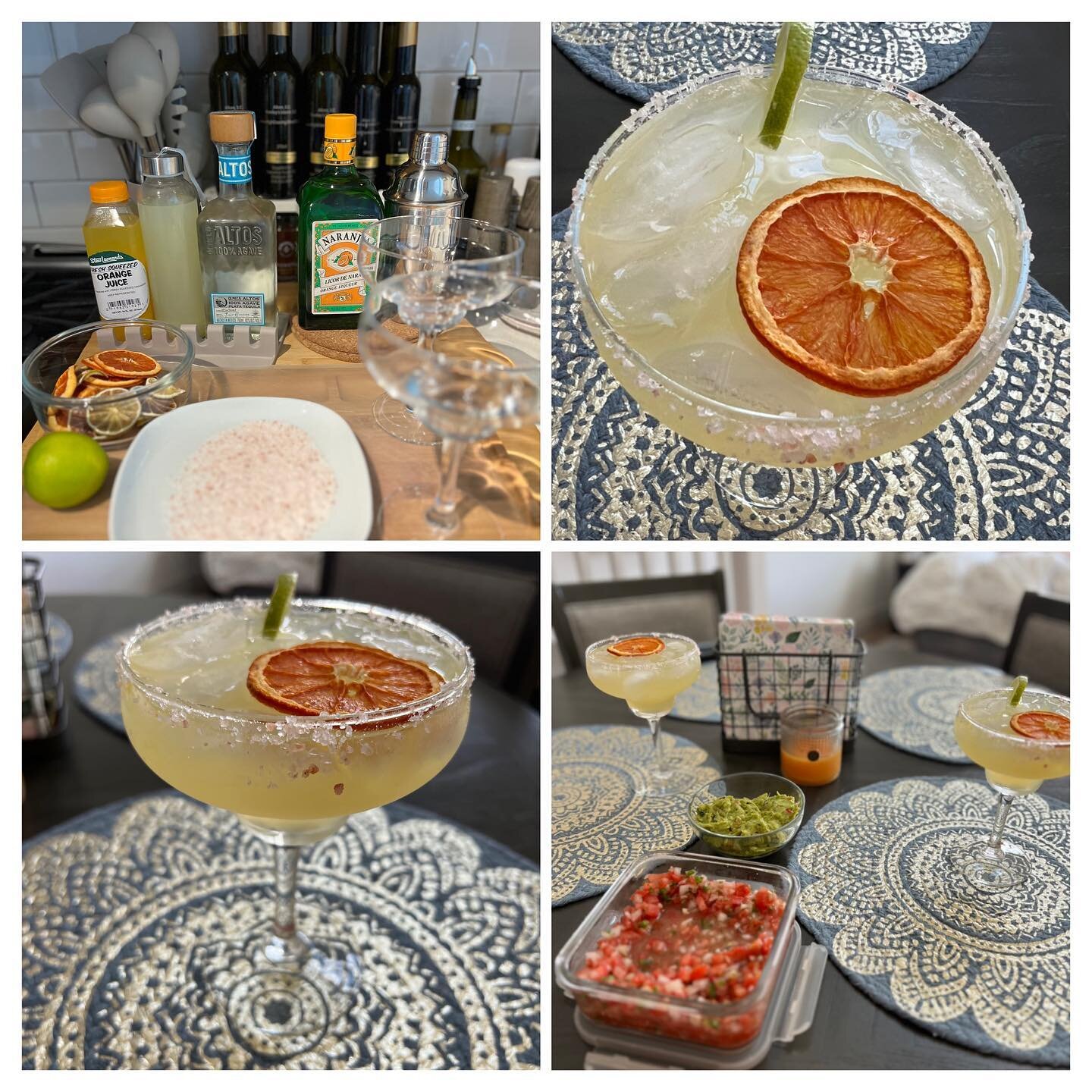 Happy Cinco!
#CincodeMayo fun with the hubby. I cooked us a yummy dinner. Our margaritas not only looked fabulous with dehydrated oranges and limes but they tasted delicious too! No premade mixes here. 
I always do fresh squeezed everything so they h