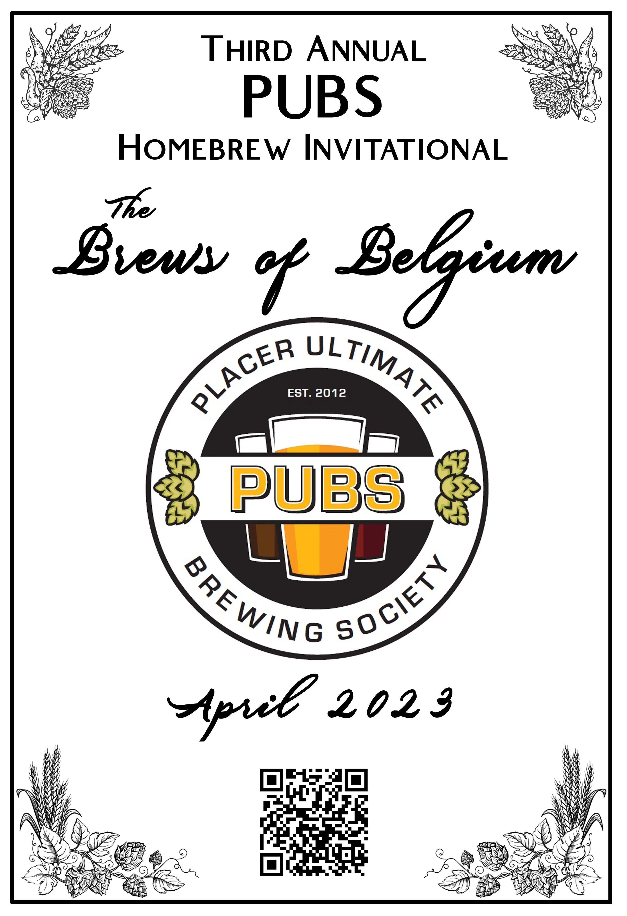 2023 PUBS Invitational Announcement "The Brews of Belgium"