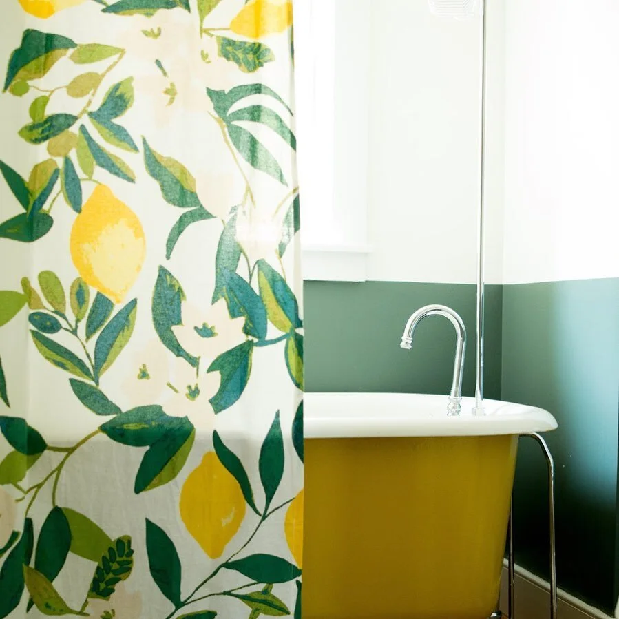 Who doesn&rsquo;t love a good claw foot bath tub? We sure do! They&rsquo;re such a great way to add some character to a bathroom. This one wasn&rsquo;t in the greatest shape, but we used this cheery yellow to make it pop, and we love the way it turne