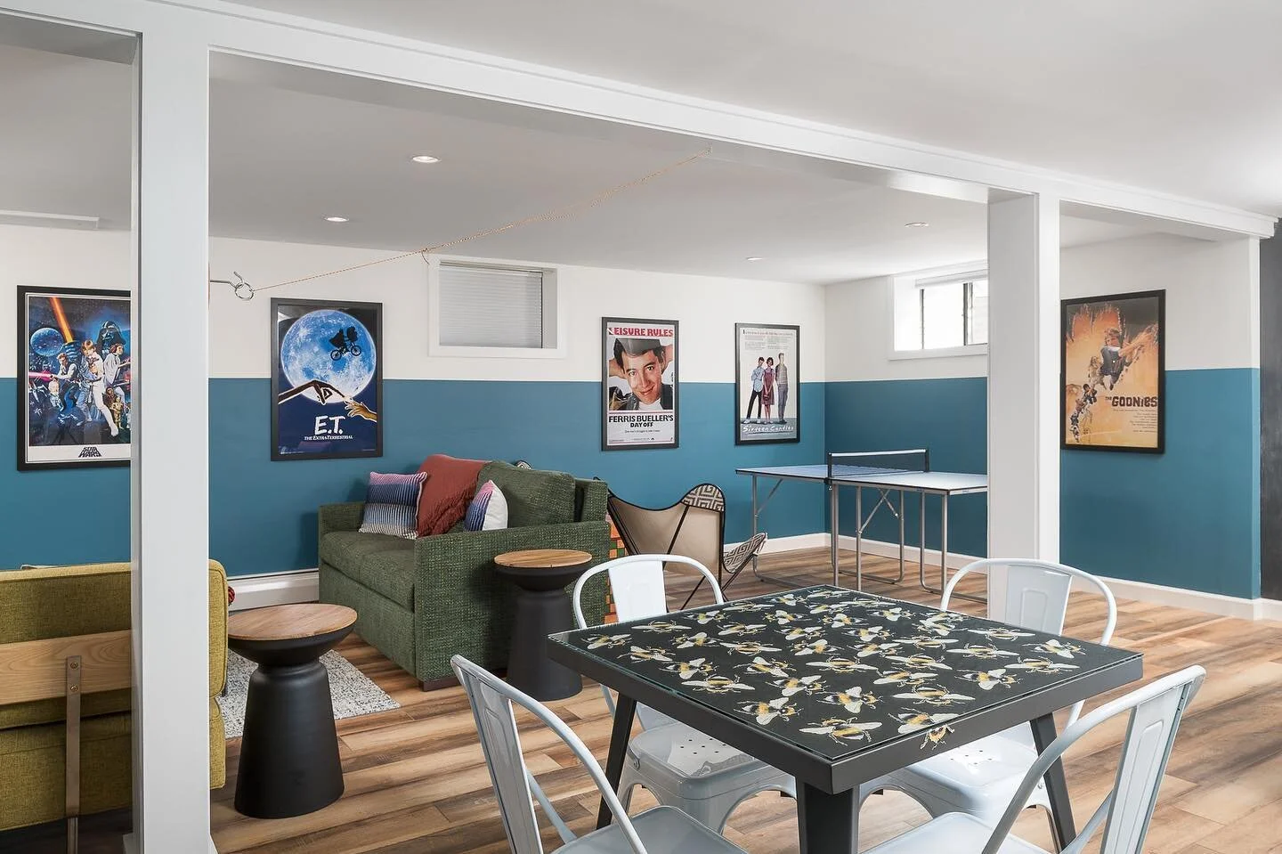 Basement goals. Not only does this place look good, it also provides endless entertainment. Karaoke machine included 🎤

📸: @ryanbentphoto 
Design: @corduroyandpineinteriors 
Rental inquiries: @goodjujuvacationrentals