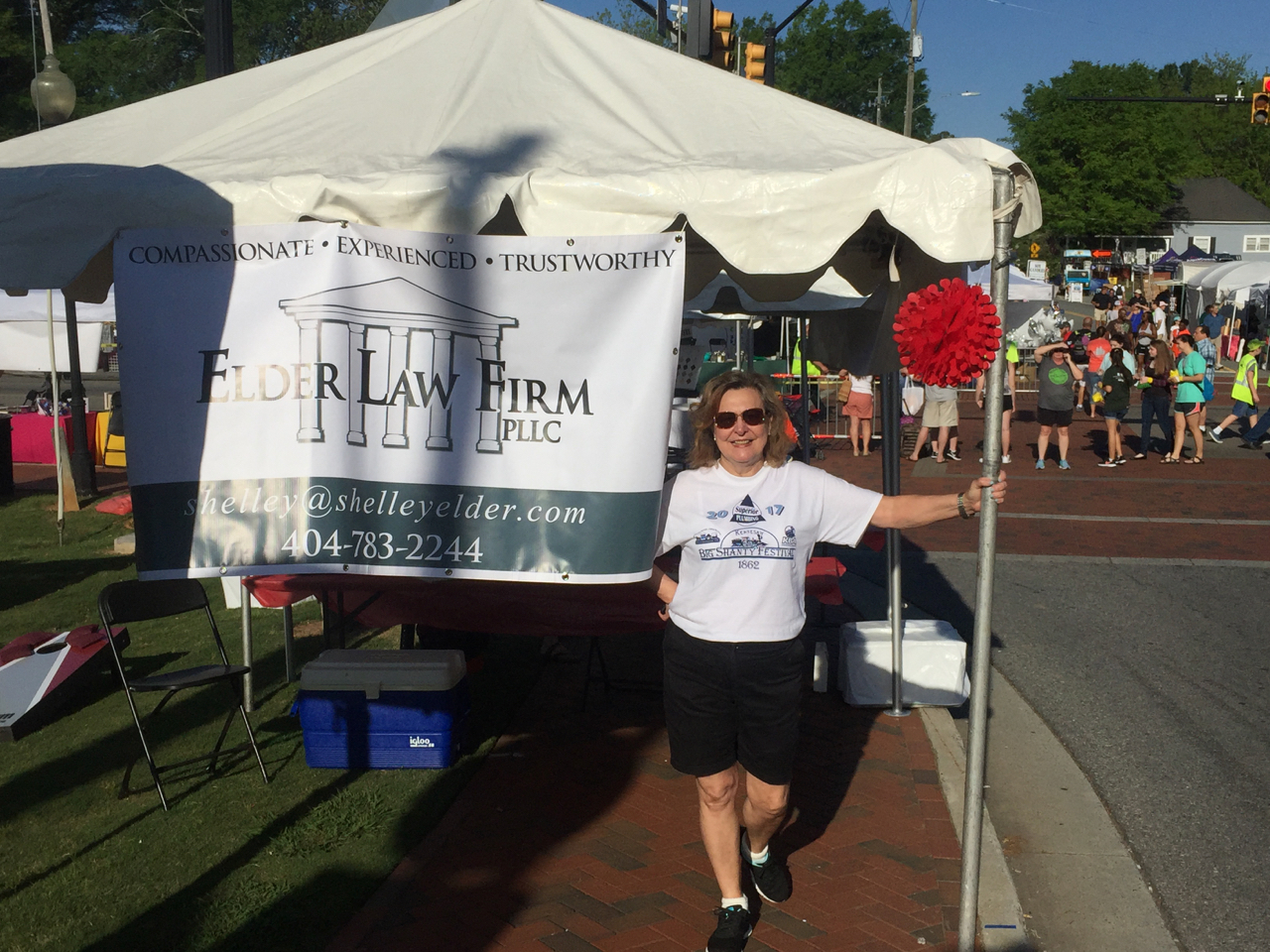 The Elder Law Firm tent was on the corner of Main and Cherokee in downtown Kennesaw.
