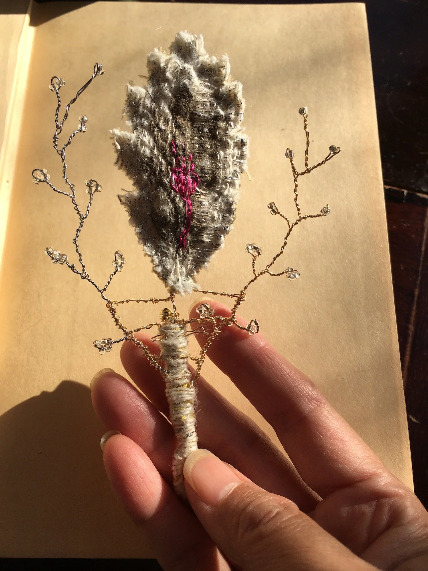 boutonniere - pin, leafy sprig with hand shaped wire no. 1