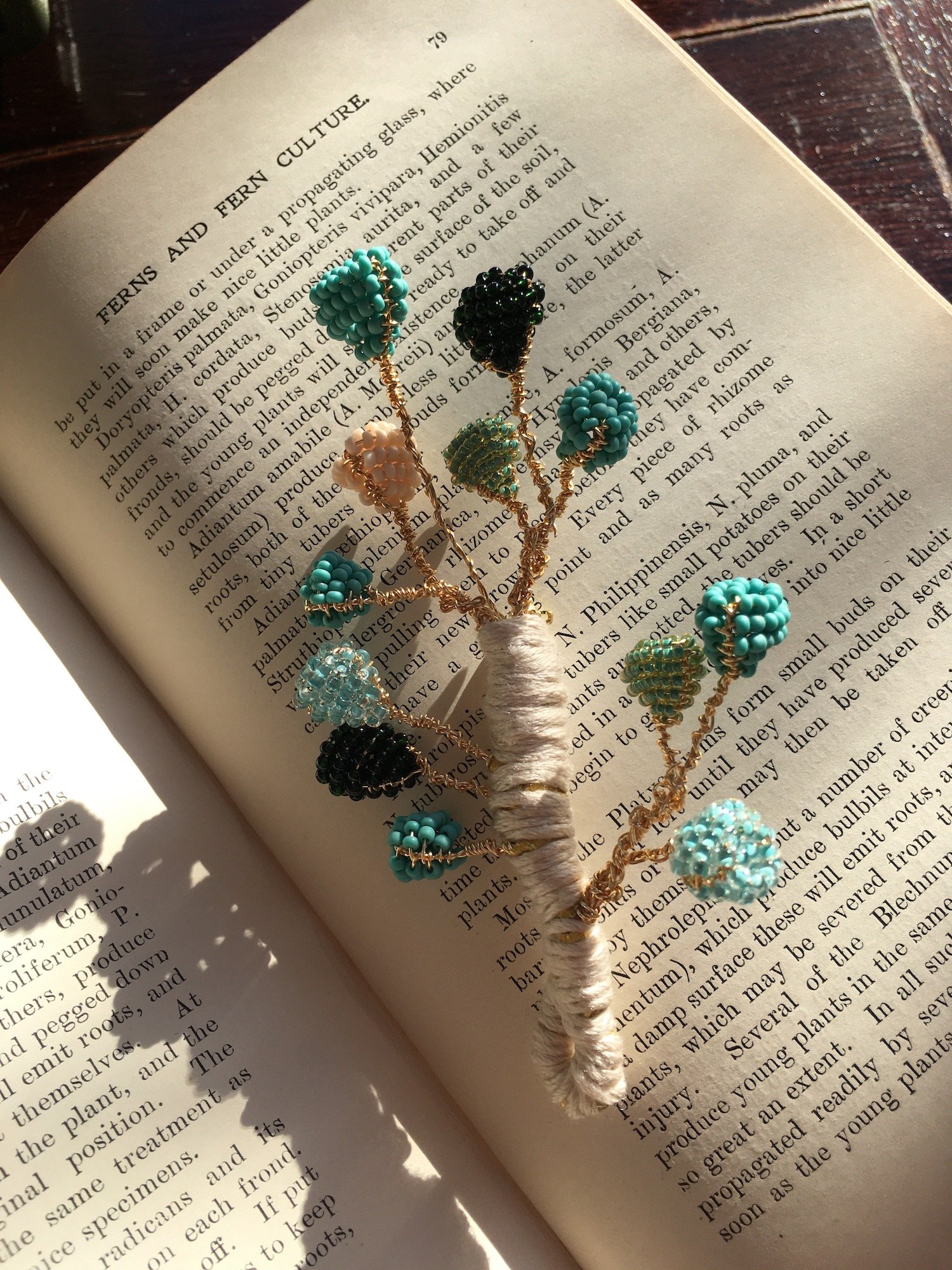 boutonniere - pin turquoise blue color, kelp green beaded pearls