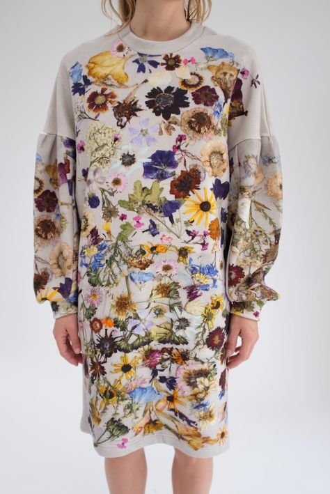 Anntian sweatshirt dress pressed flowers
