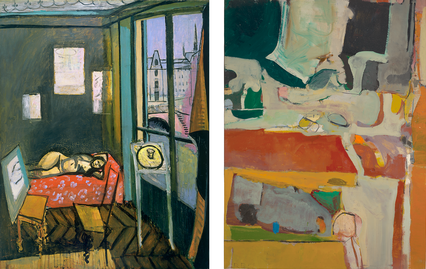 Left: Henri Matisse Studio, Quai Saint-Michele , 1916. Right: Richard Diebenkorn Urbana #4, 1953