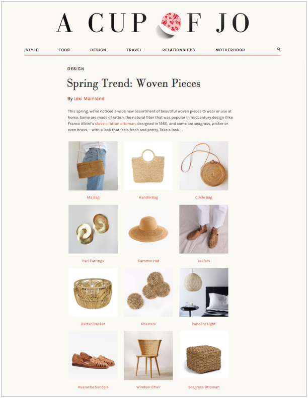 Cup of Jo, March 21, 2017 Spring Trend: Woven Pieces