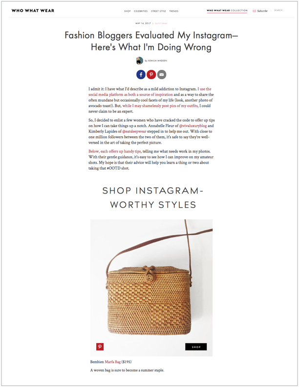 Who What Wear , May 15, 2017 Fashion Bloggers Evaluated My Instagram