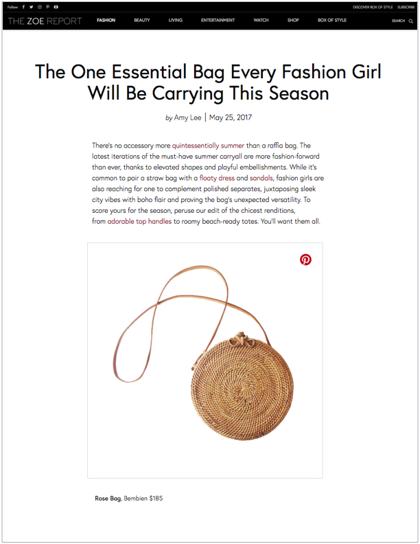 The Zoe Report , May 25, 2017 The One Essential Bag Every Fashion Girl Will Be Carrying