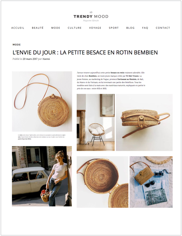 Trendy Mood , March 20, 2017 L'envie du jour: La petite besace en rotin Bembien