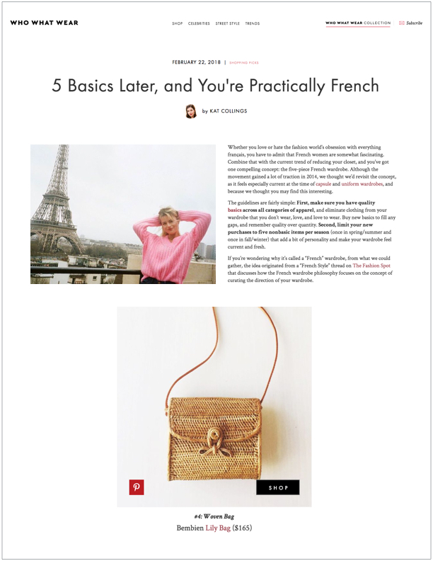 Who What Wear, February 22, 2018 5 Basics Later, and You're Practically French