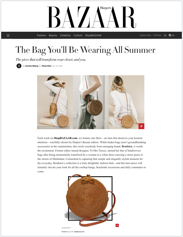 Harper's Bazaar , April 30, 2018 The Bag You'll Be Wearing All Summer