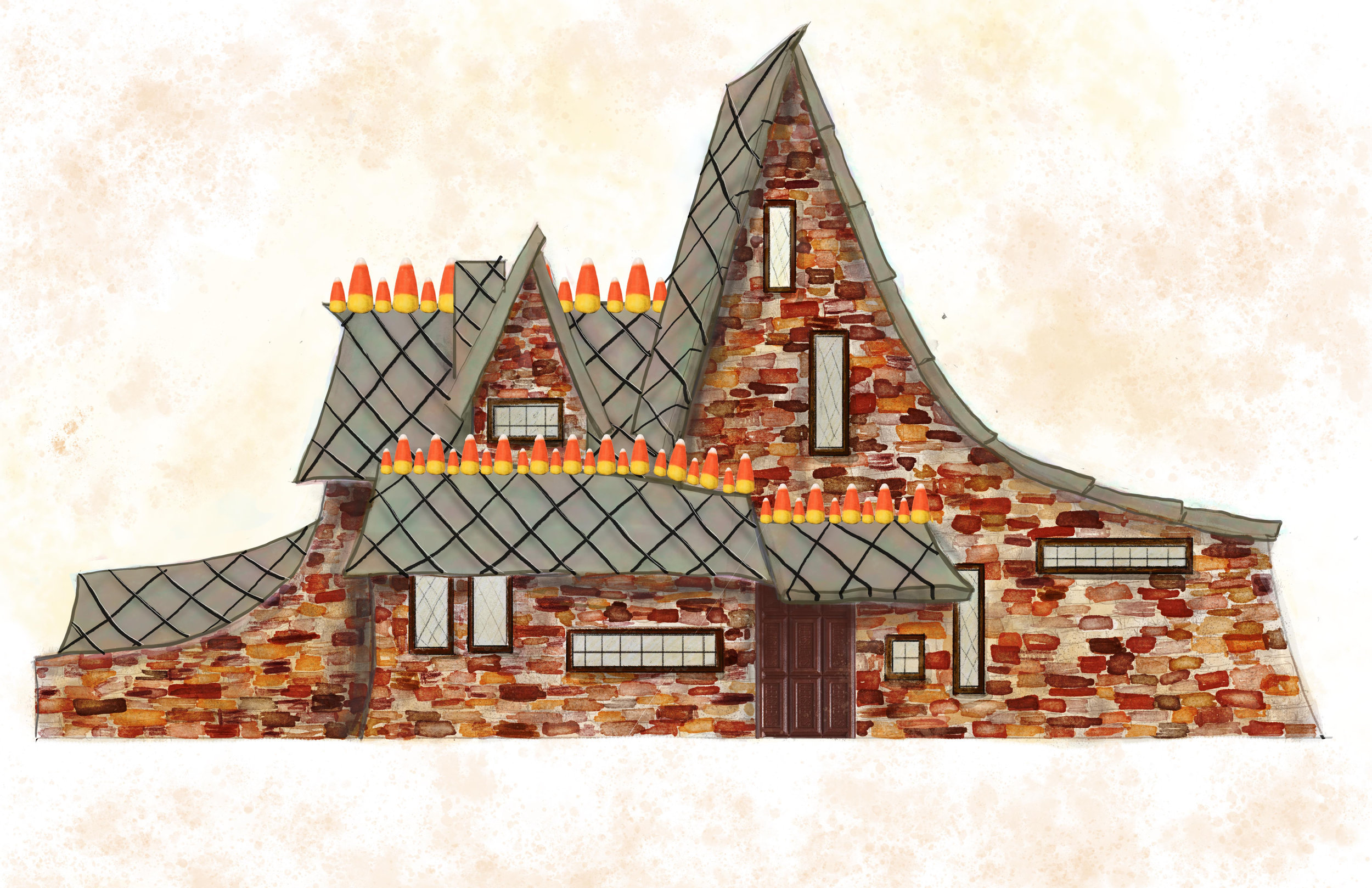  Digital rendering of a re-imagined Hansel and Gretel candy house 