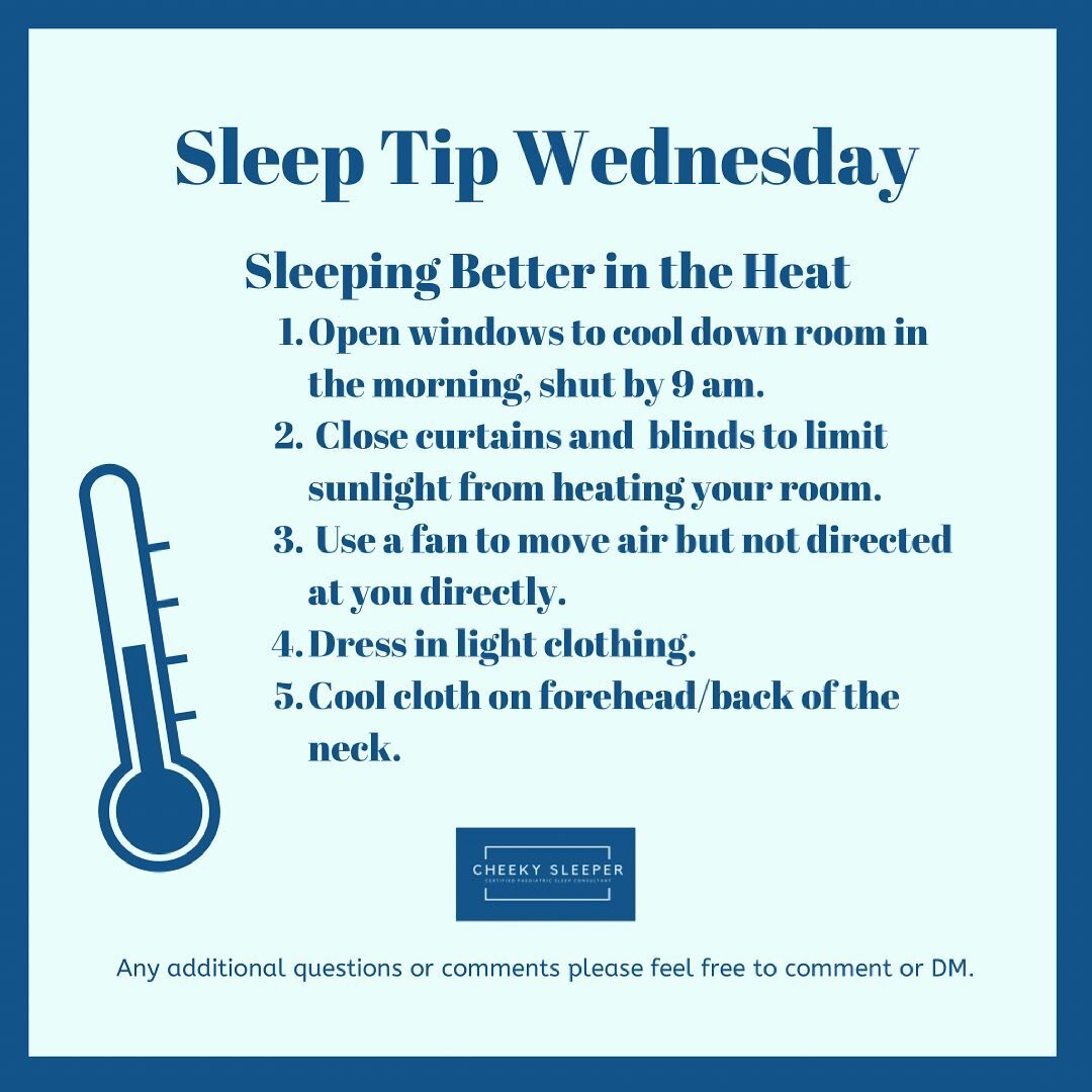 Wednesday Sleep Tip - please save to review all summer long! 

#Calgaryheatwave 🥵has arrived in June Wow! It&rsquo;s hard to believe we had snow ☃️2 weeks ago. 

The heat is making it hard for many of us to sleep as soundly as we are used to. I find