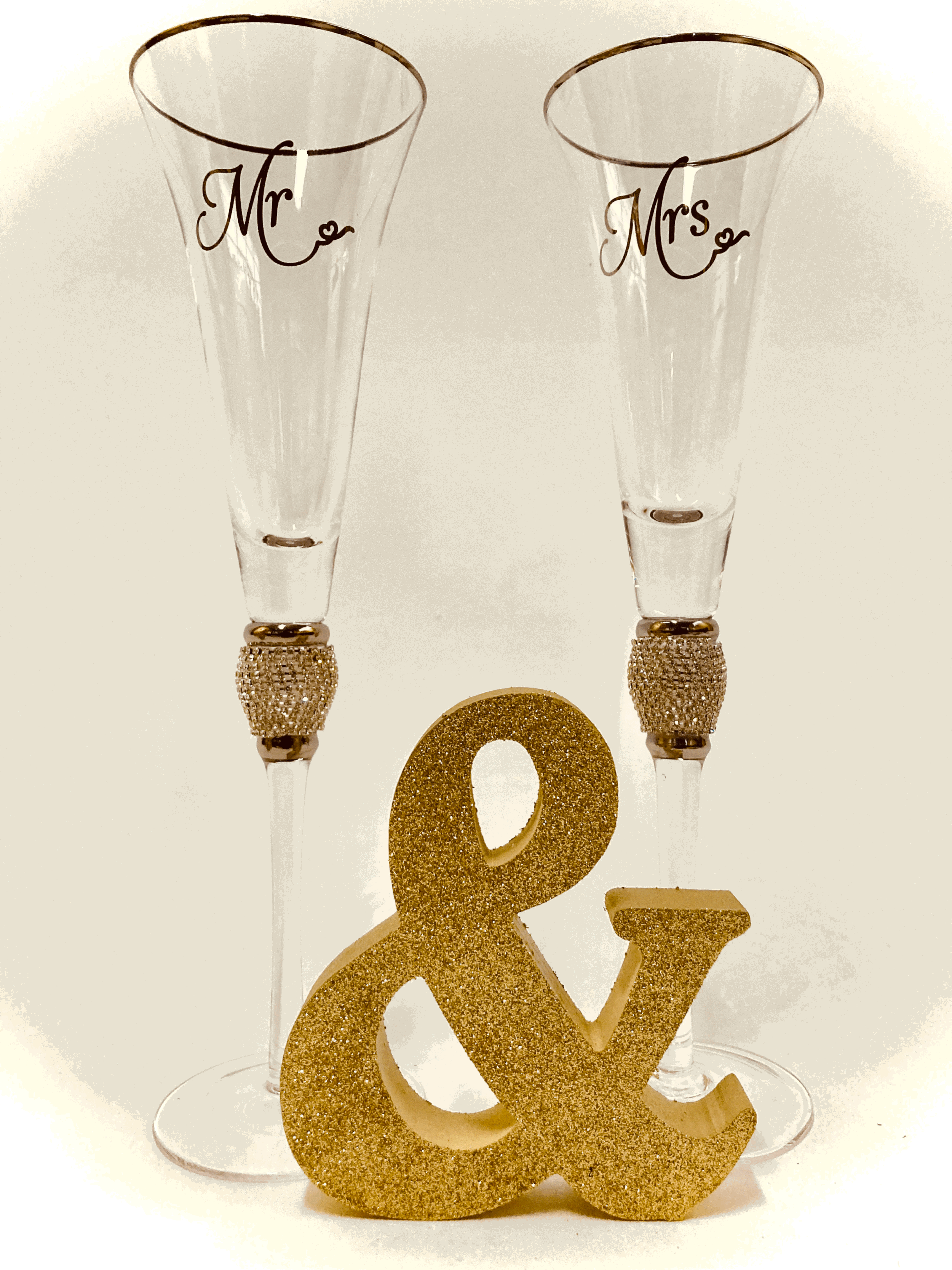Mr. & Mrs. Champaign Glass - Gold