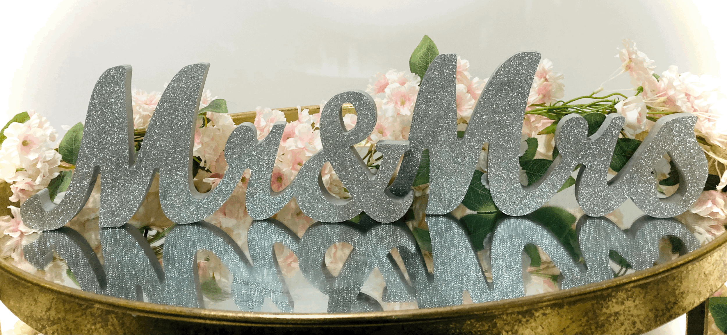 Mr. & Mrs. Wedding Table Decals- Silver