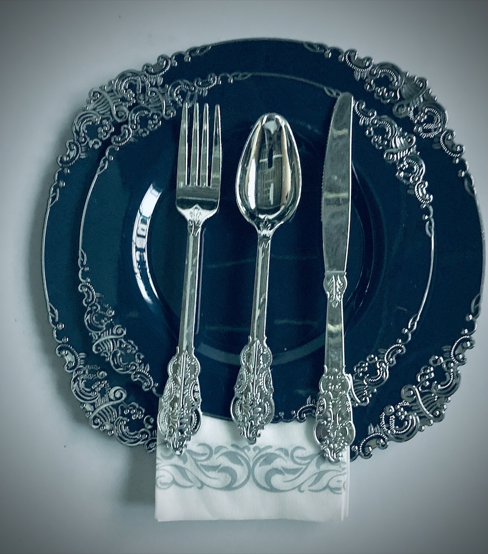 Navy Blue and Silver Set