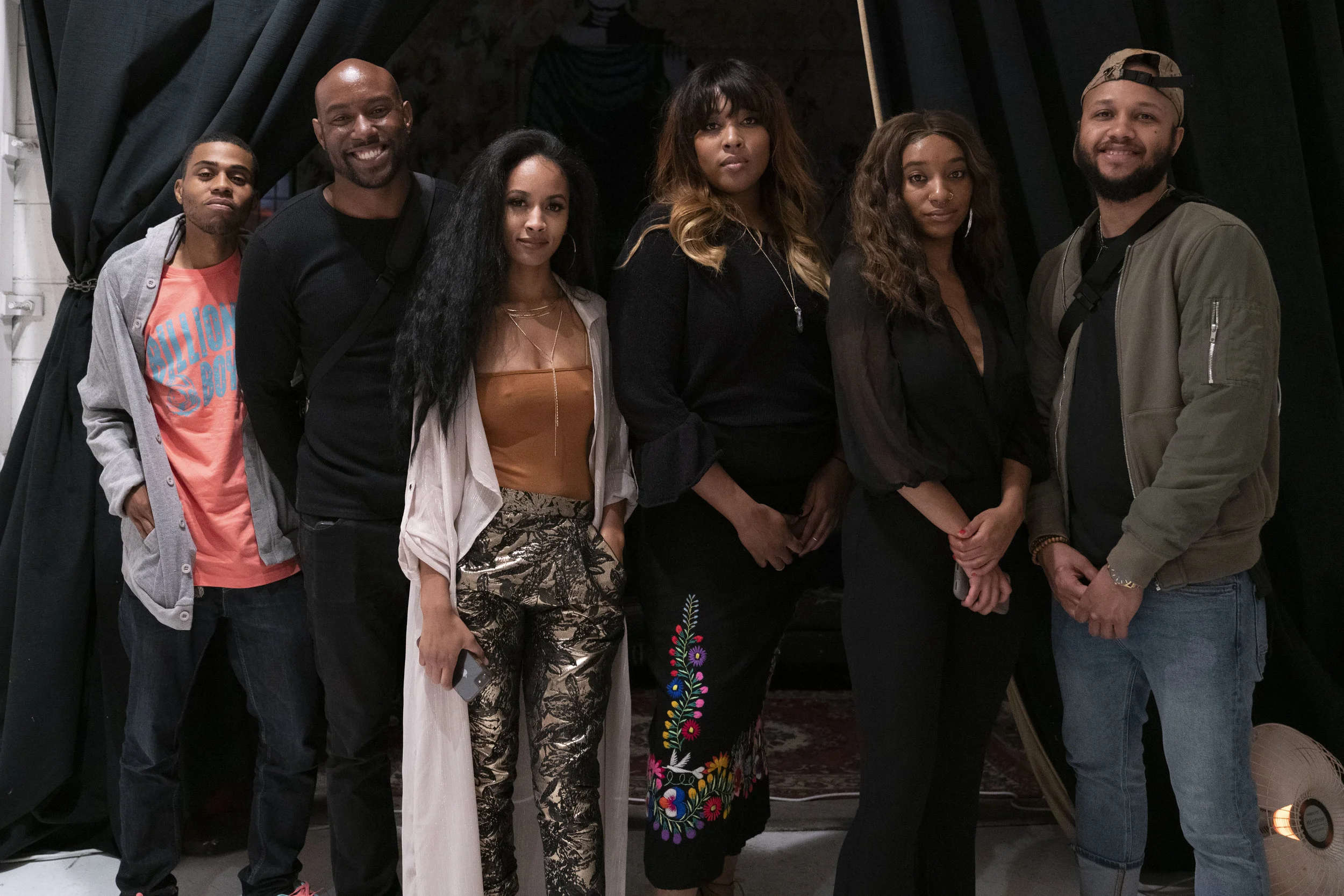 From left to right: Dillion (photographer), Curtis (photographer), Amber (me), Saidah (event creator), Shion (poet, partner), Charles (videographer)
