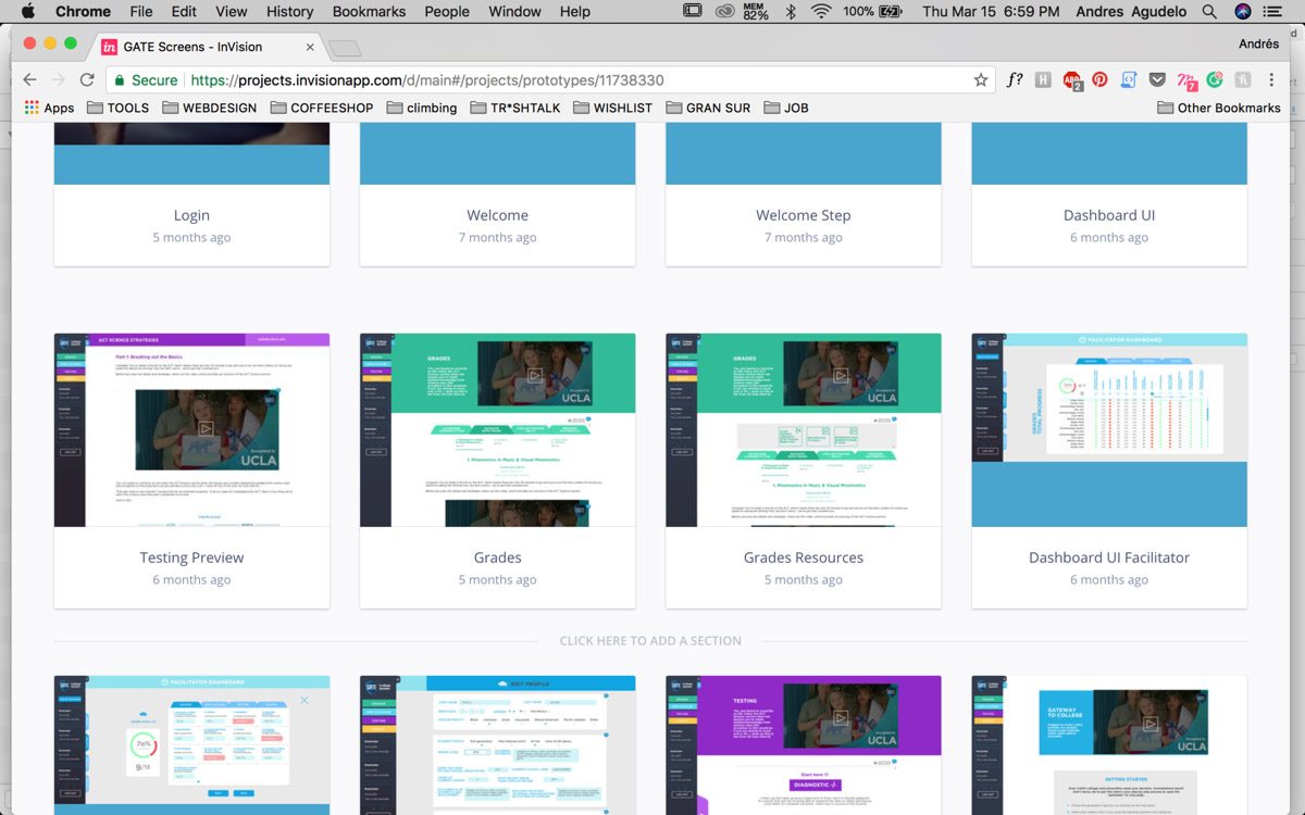 Our interactive prototypes allowed us to test the product with all the parts involved: Pamela as the creator of the project, Project Manager, and final users.