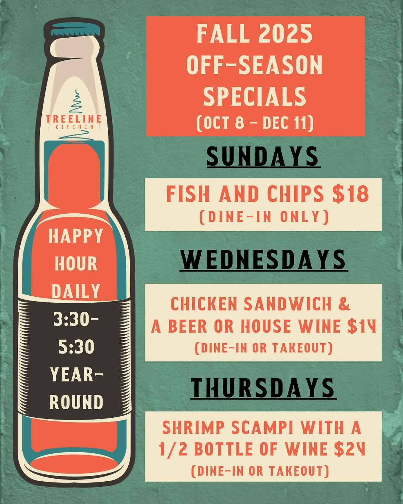 It&rsquo;s off-season! Time to slow down, catch up with friends and family, and stop in and see us for a great deal. Off-season specials are designed for locals as a way for us to show appreciation and thank you for supporting us all year long, throu
