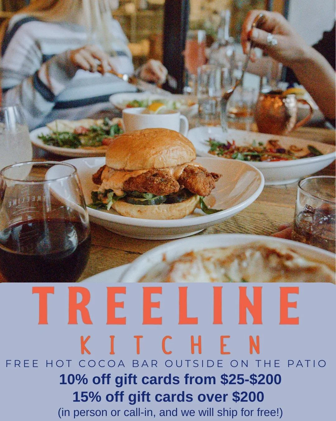 Small Business Saturday is one of our favorite days of the year!
We&rsquo;re celebrating with a little extra holiday cheer. Stop by for a free hot cocoa bar on the patio and take advantage of our gift card promos:
&bull; 10% off gift cards from $25 t