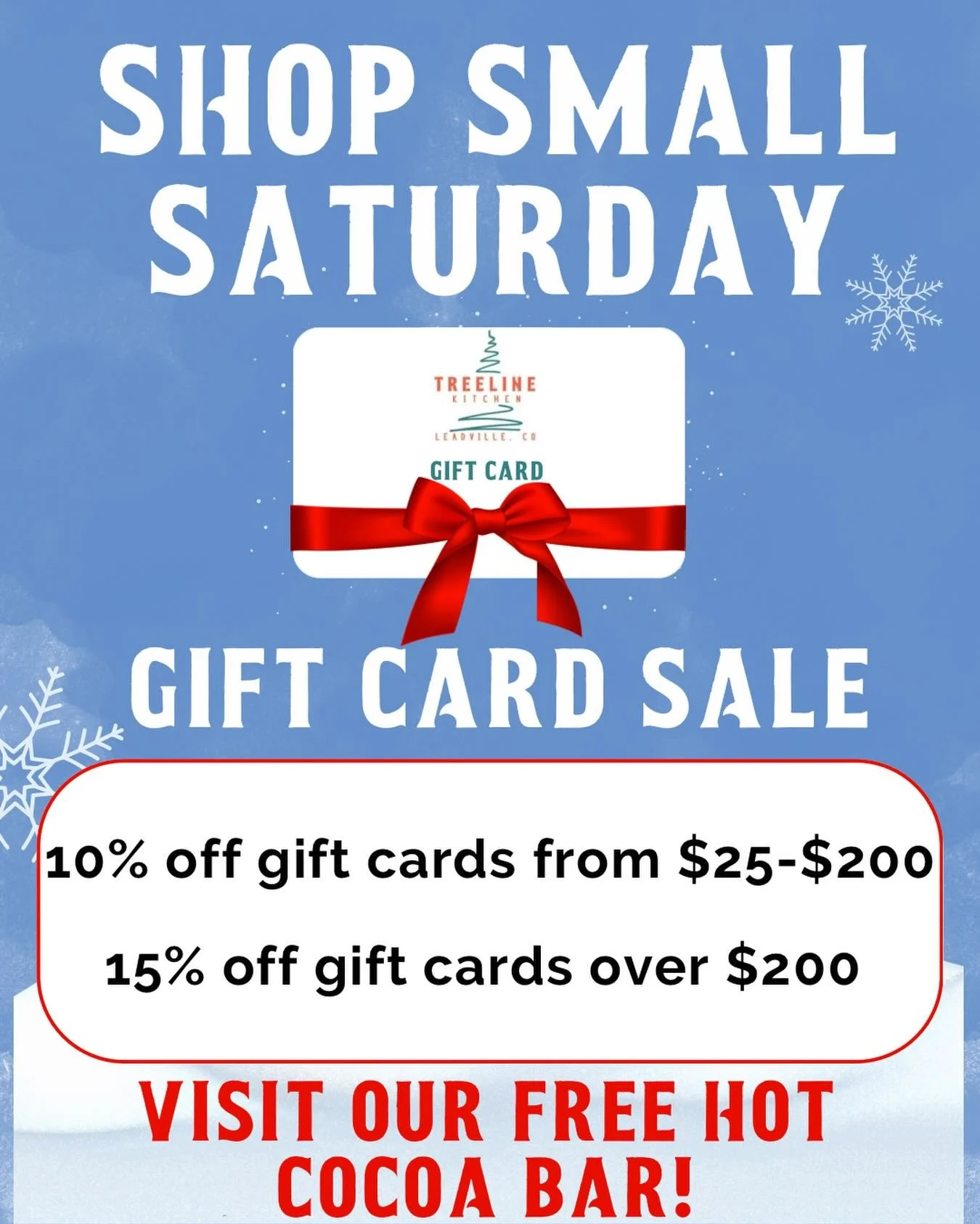 Grab the fam, stop by our fire pit,  and come inside and indulge in our hot cocoa bar with all the fun toppings! ☕️ 🔥 🎄 🧑&zwj;🎄 #shopsmall #shoplocal #supportsmallbusiness #shopleadville #treelinekitchenleadville #leadville #leadvillecolorado