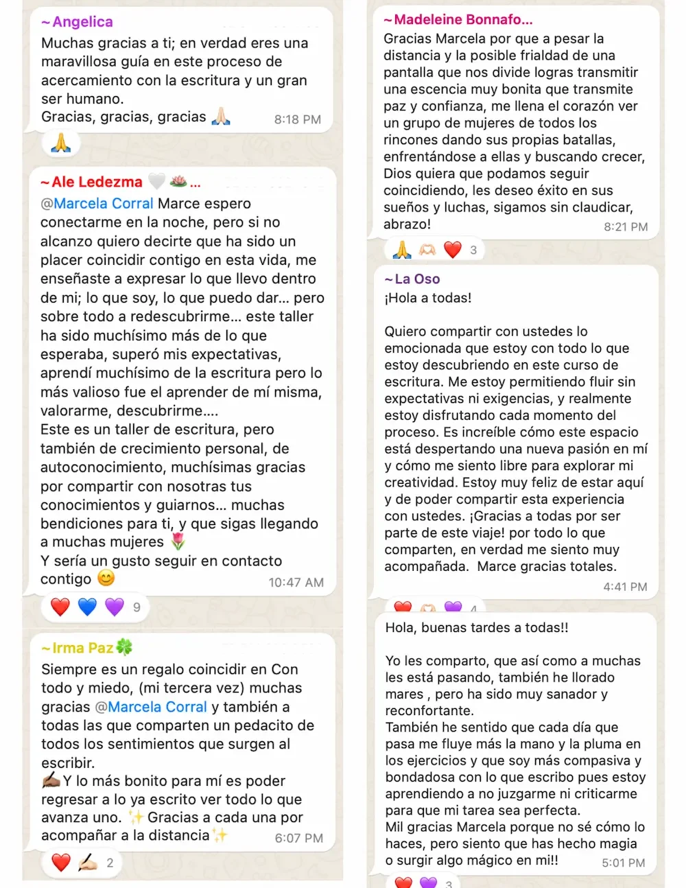 Testimoniales de alumnas del taller de escritura Con Todo y Miedo