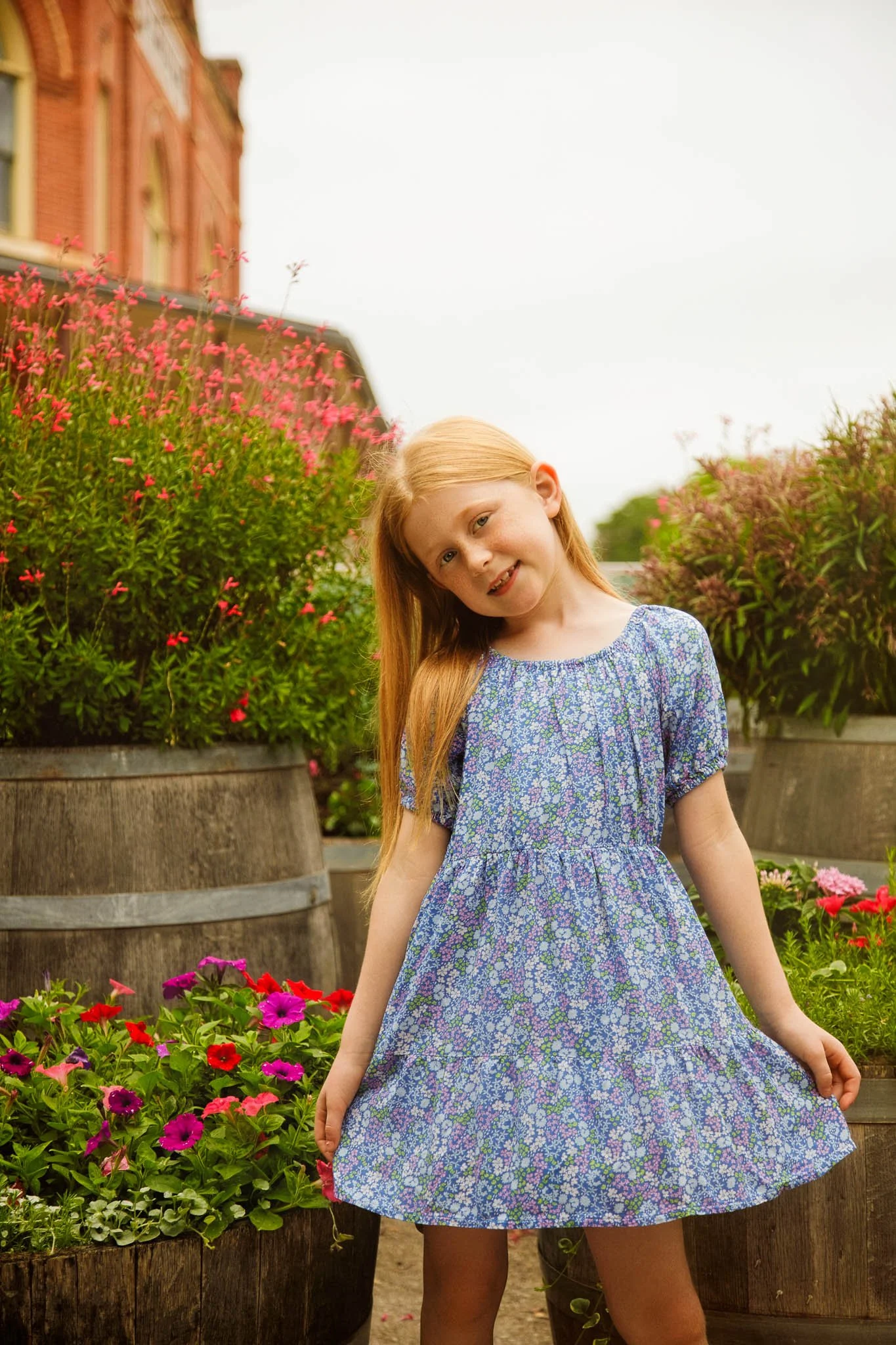 tween girl twirling outdoor family photoshoot gruene texas