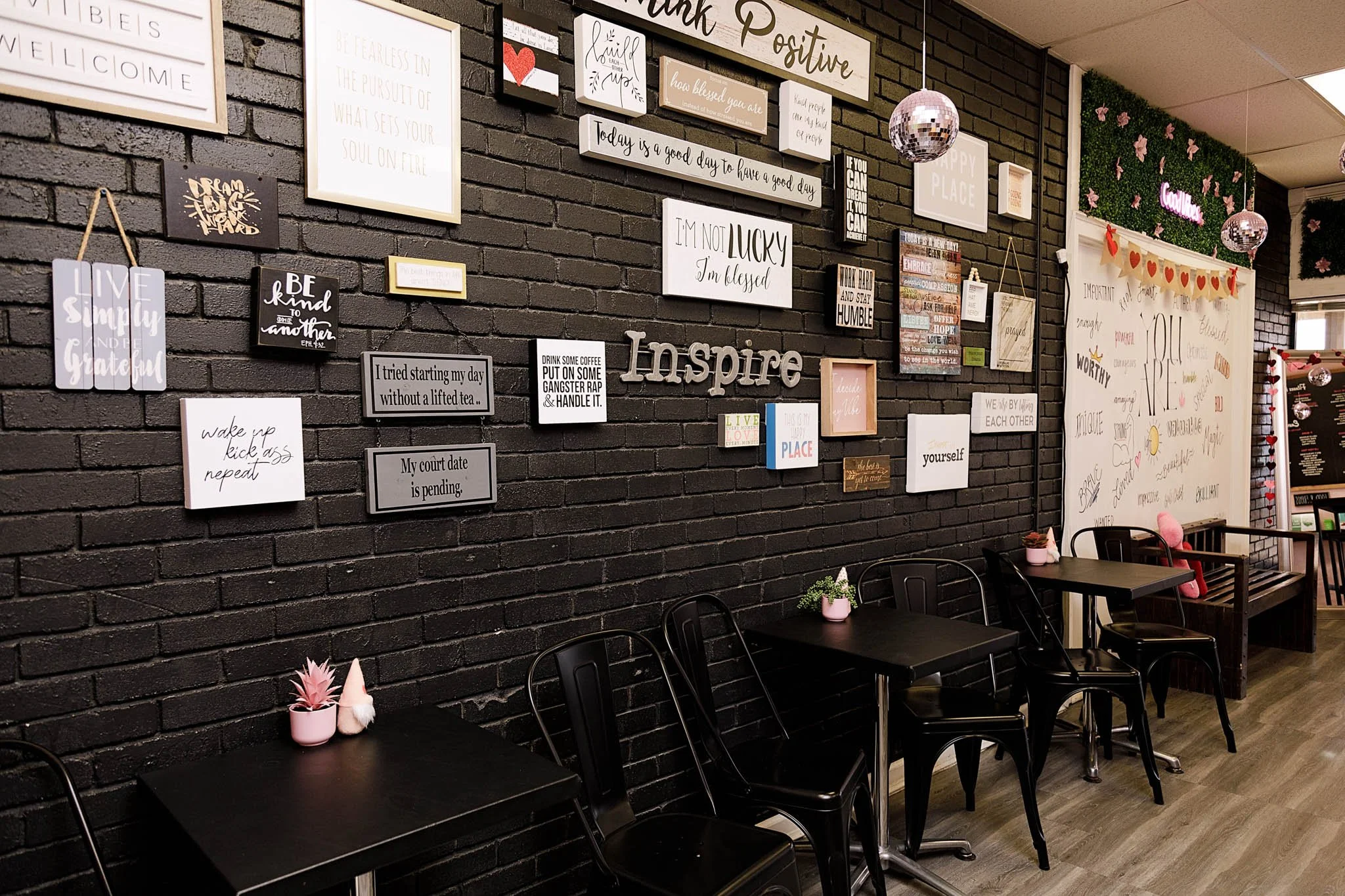 Interior photo of Motivation Station inspirational wall in New Braunfels Texas  / Photo by Erin Valkner Photography of New Braunfels, Texas. See more at www.erinvalknerphotography.com/blog