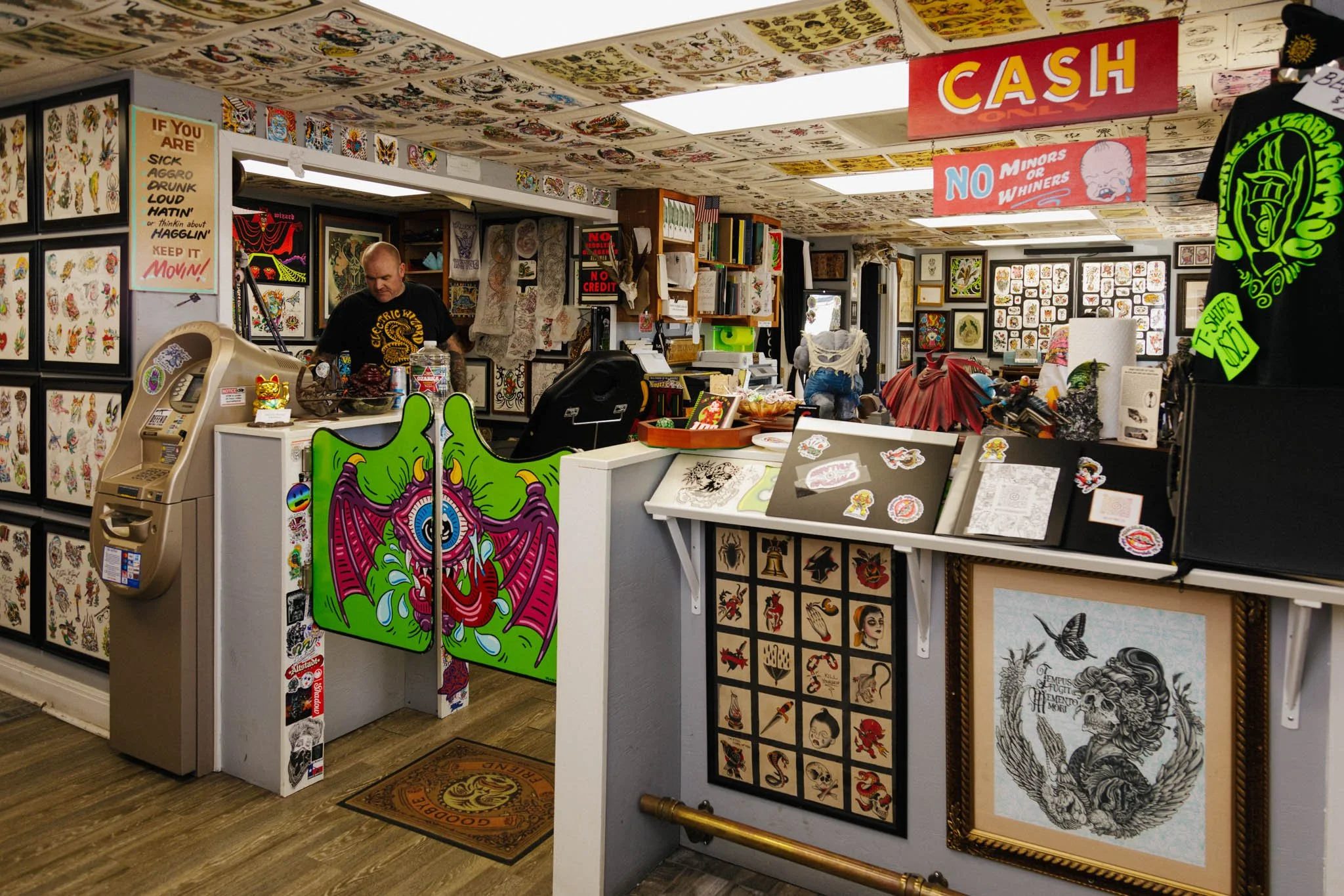 Interior photo of Electric Wizard Tattoo in New Braunfels Texas  / Photo by Erin Valkner Photography of New Braunfels, Texas. See more at www.erinvalknerphotography.com/blog