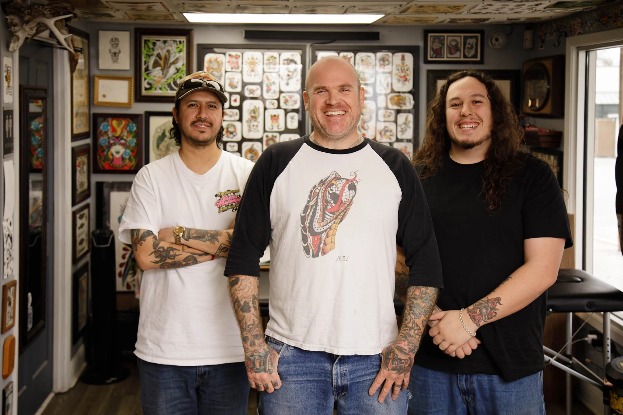 photo of tattoo artists at electric wizard tattoo in new braunfels texas in the interior of shop  / Photo by Erin Valkner Photography of New Braunfels, Texas. See more at www.erinvalknerphotography.com/blog