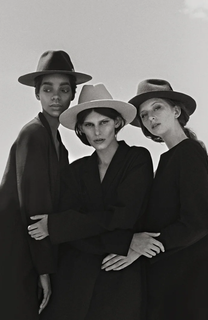 A KALTBLUT exclusive womenswear editorial. Photographer Sun Choi captured Alexandria Ceranski from Scout Agency, Khalia Bazile from Cast Images and Ragan Reyna from Cast Images for us. Styled by Khai Hutchison using Oak & Fort, Zara, RJR amongst others. Make up and hair by Solomn Flores. Production by Roman Robinson and Andriana Driscoll.