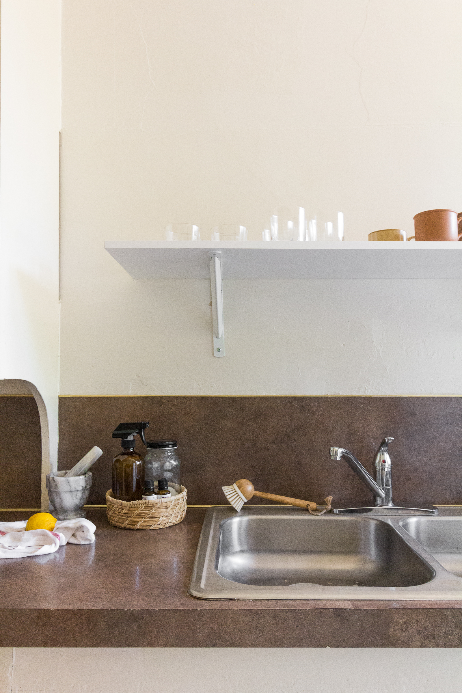 I keep everything I grab for daily use right next to the sink | Bamboo Brush