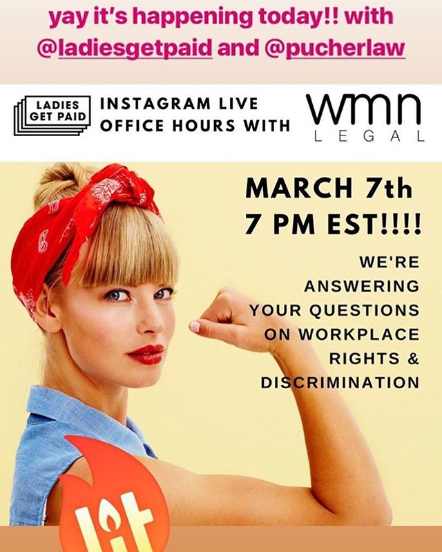 Looking forward to talking about workplace rights with @wmnlegal and @ladiesgetpaid 💪🏼