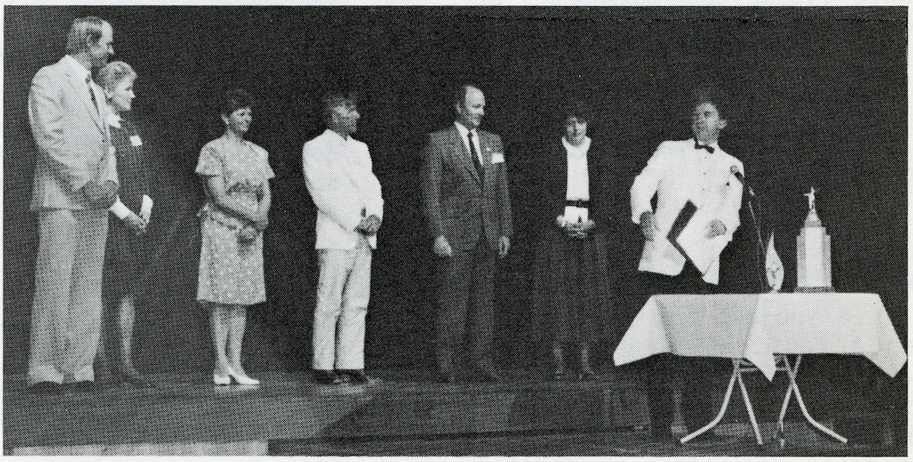 L-R: Geoff Barker, Maureen Heywood, Marcia Boyd, John Carson, Bob Jorgenson, Helen Murcutt, David Heggart