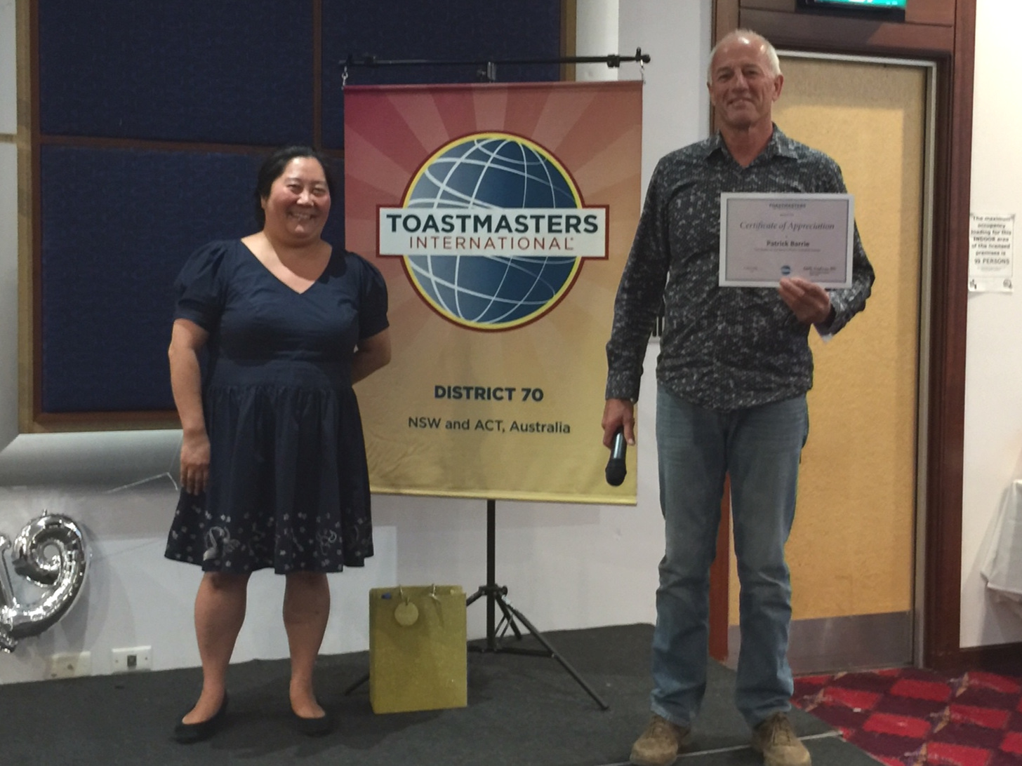 Area 27 Director Kellie Takenaka with Monaro Division Evaluation Test Speaker Patrick Barrie